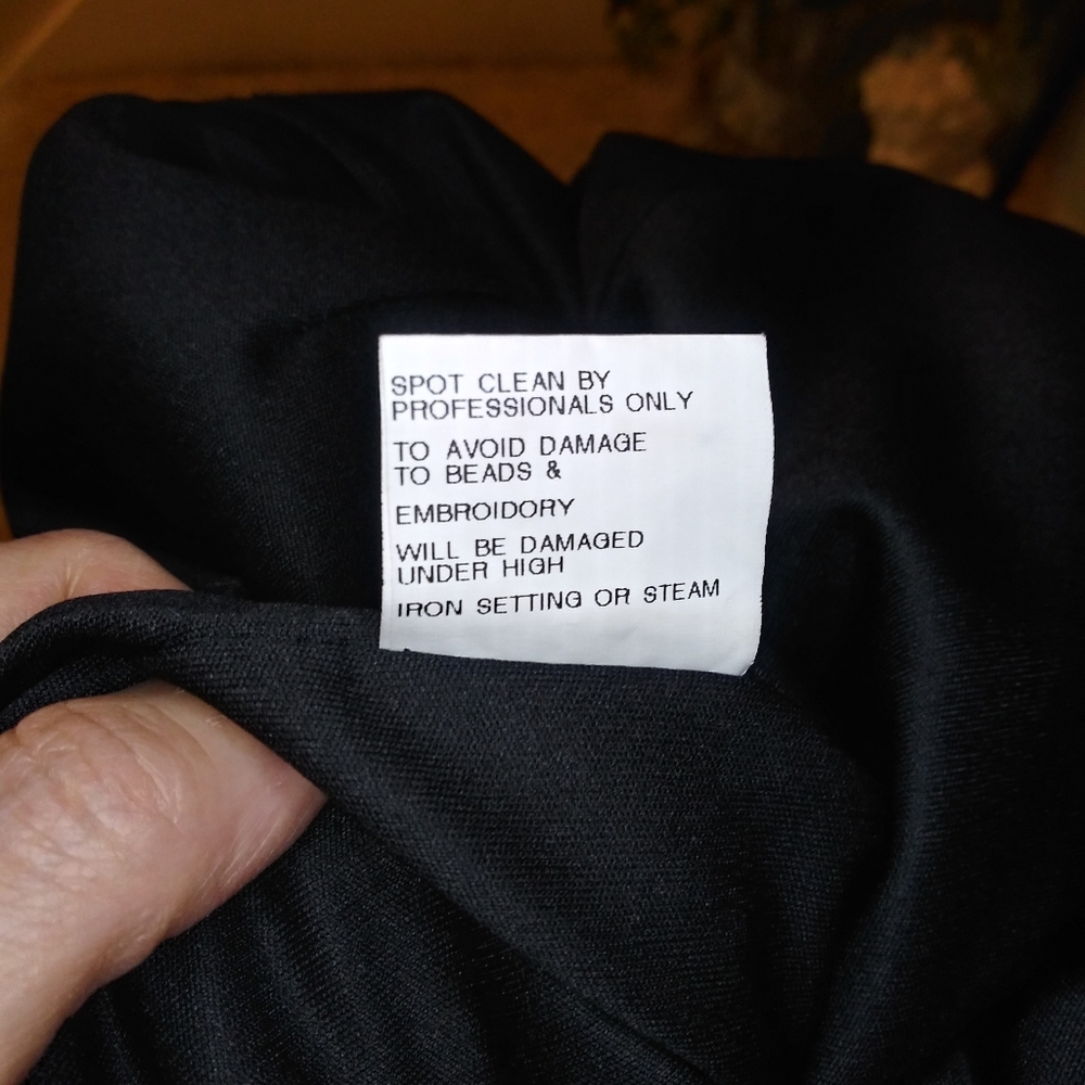 Jovani Sexy Black Rhinestone & Bead Studded Cap Sleeved Cocktail Dress - Picture 15 of 16